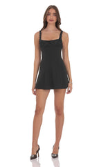 Florette Bust Skater Dress in Black