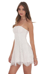 Strapless Lace Hem Dress in White