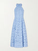 Nuvola appliquéd broderie anglaise cotton halterneck midi dress