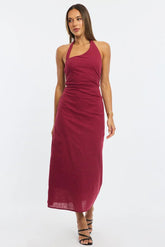 Red Halter Maxi Dress