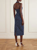 Halted-neck polka-dot cotton-blend twill midi dress