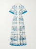 Floral-print cotton and linen-blend midi dress