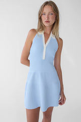COLLARED HALTER NECK MINI DRESS