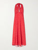 Jennah polka-dot recycled-crepe halterneck midi dress