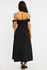 Black Off Shoulder Midi Dress