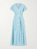 Cassandra striped cotton-poplin midi dress