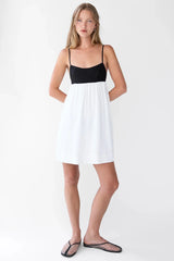 CONTRAST BABYDOLL MIDI DRESS