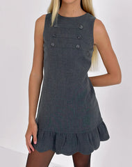 Saraya Mini Dress in Tailoring Grey Blue