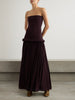 Strapless pleated stretch-jersey midi dress