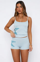She's A Star Knit Shorts Azure