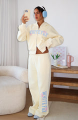 Daydreamers Madeline Wide Leg Sweatpants Lemon