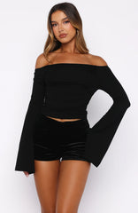 Velvet Teddy Shorts Black
