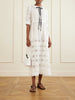 Bari tie-detailed broderie anglaise-trimmed linen midi dress