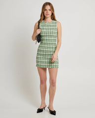 Drew Check Shirred Mini Dress