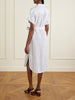 Belted striped linen midi dress