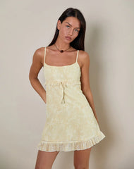 Liuka Mini Dress in Smudge Floral Yellow
