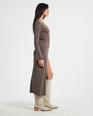 Mara Wrap Knit Midi Dress Mocha