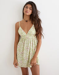 Amibeth Mini Dress in Blooming Lily Green