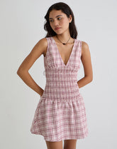 Hevoria Mini Dress in Basic Tartan Pink