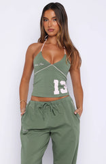 Can't Help The Feeling Halter Top Khaki