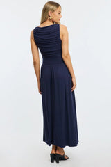 Blue Maxi Dress Boat Neck