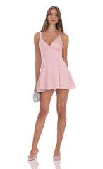 Dusty Pink Floral Jacquard Bow Tie Dress