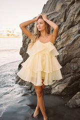 Alesia Tiered Organza Babydoll Mini Dress