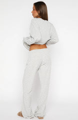 Slow Life Pyjama Pants Grey/White Stripe