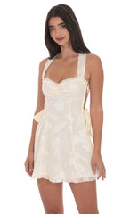 Cream Floral Dress with Strappy Back Bows