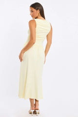 Yellow Maxi Dress Boat Neck