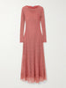 Metallic open-knit midi dress