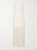 Linen-blend and chiffon midi dress