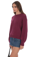 Knit Balloon Sleeve Jumper Plum