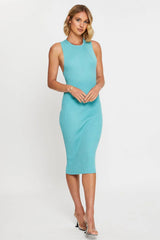 Green Bodycon Dress Midi Knit