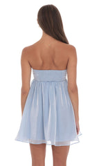 Strapless Florette Babydoll Dress in Icy Blue