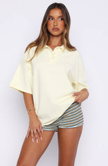 Pure Intent Oversized Short Sleeve Polo Shirt Lemon