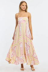 Pink Floral Maxi Dress Strappy