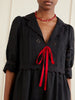 Bari tie-detailed broderie anglaise-trimmed linen midi dress
