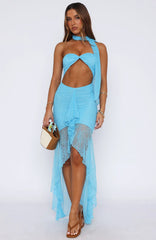 Inner Goddess Lace Maxi Dress Blue