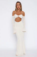 To The Beach Long Sleeve Maxi Dress Cream