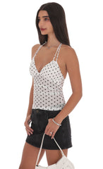 Mesh Polka Dot Halter Top in White
