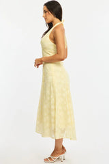 Yellow Halter Neck Midi Dress