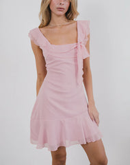 Binita Mini Dress in Chiffon Peony