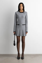 CONTRAST TRIM PLEATED MINI DRESS