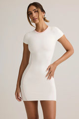 Modal Short-Sleeve Bodycon Mini Dress in White