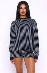 Touchdown Relaxed Shorts Navy Stripe