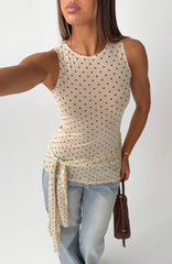 Pinch Me Tie Top Butter/Black Polka Dot