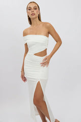White Bodycon Dress One Shoulder Maxi