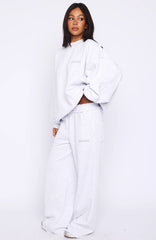 On My Own Terms Wide Leg Sweatpants Grey Marle