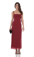Shimmer Empire Waist Maxi Dress in Maroon